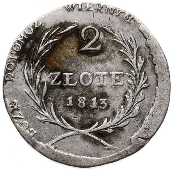 2 złote 1813, Zamość; odmiana z dłuższymi gałązk