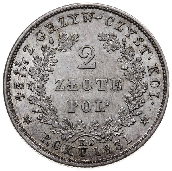 2 złote 1831 KG, Warszawa; odmiana z kropką po P