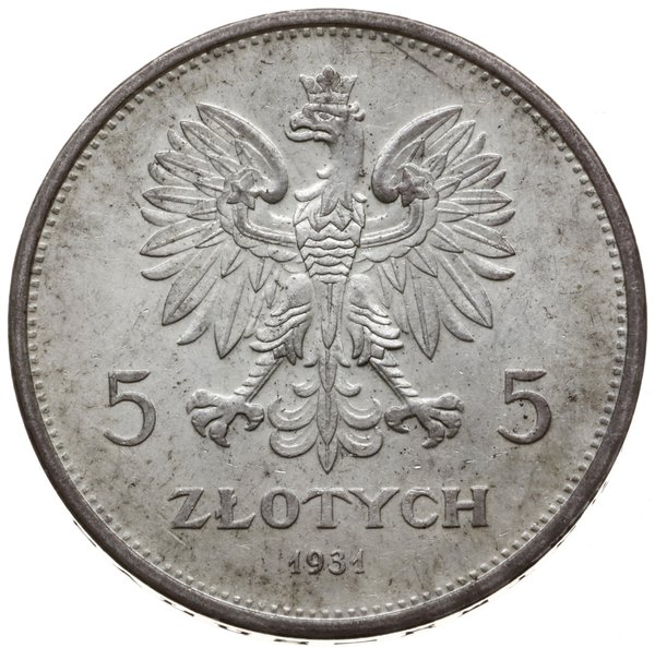 5 złotych 1931, Warszawa; Nike; Parchimowicz 114