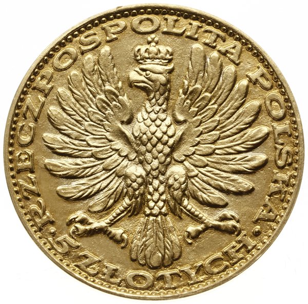 5 złotych 1928; Aw: Orzeł Polski z napisem RZECZ