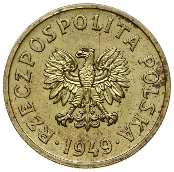 50 groszy 1949, Warszawa; nominał 50, wklęsły na