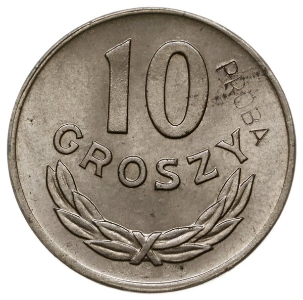 10 groszy 1949, Warszawa; nominał 10, wklęsły na