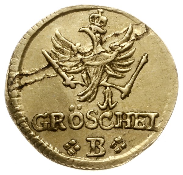 odbitka w złocie 1 greszela 1756 B, Wrocław