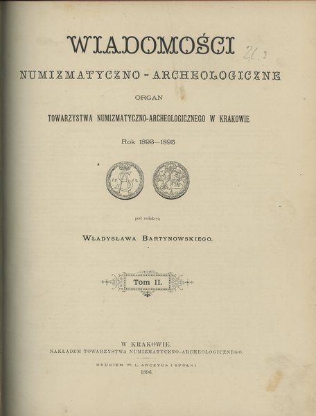 Wiadomości Numizmatyczno-Archeologiczne tom II (