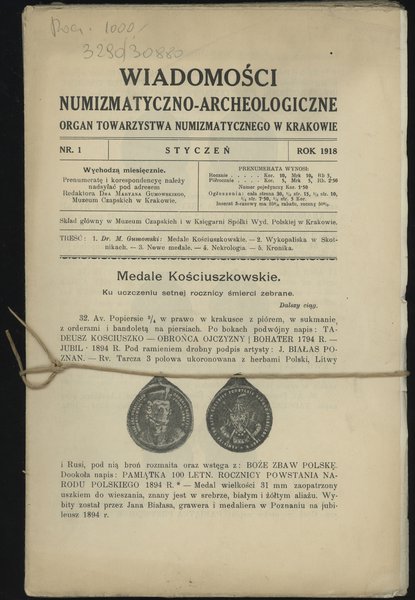 Wiadomości Numizmatyczno-Archeologiczne (1918), 