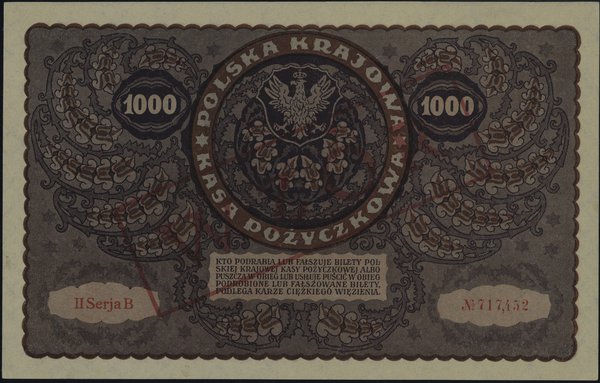 1.000 marek polskich 23.08.1919, czerwony nadruk