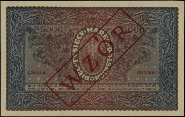 5.000 marek polskich 7.02.1920, czerwony nadruk 
