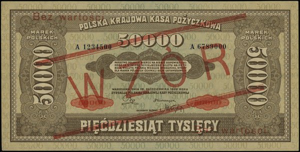 50.000 marek polskich 10.10.1922, obustronnie cz