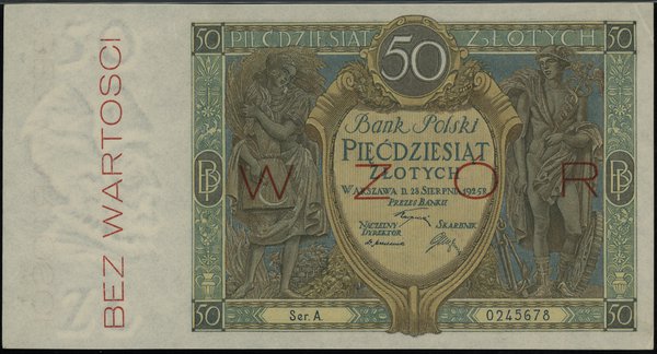 50 złotych 28.08.1925, czerwony poziomy nadruk “