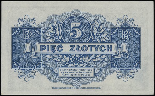 5 złotych 15.08.1939, seria A 2223098; Lucow 101