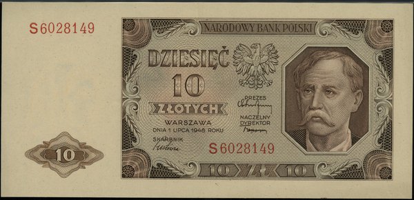 10 złotych 1.07.1948, seria S 6028149; Lucow 125