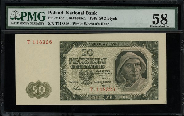 50 złotych 1.07.1948, seria T 118326; Lucow 1282