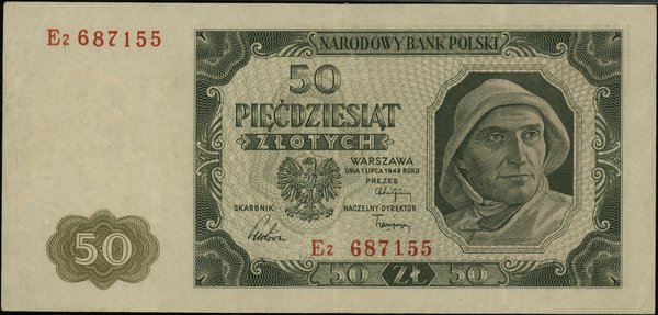 50 złotych 1.07.1948, seria E2 687155; Lucow 128
