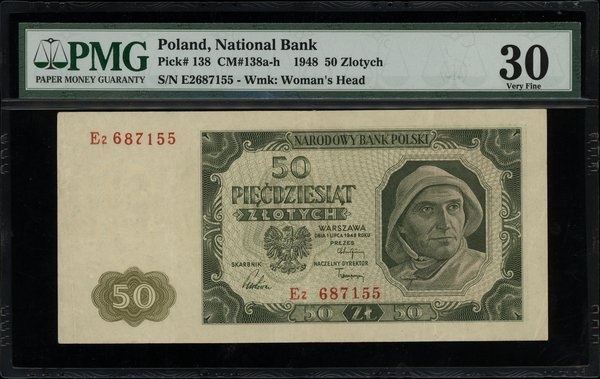 50 złotych 1.07.1948, seria E2 687155; Lucow 128