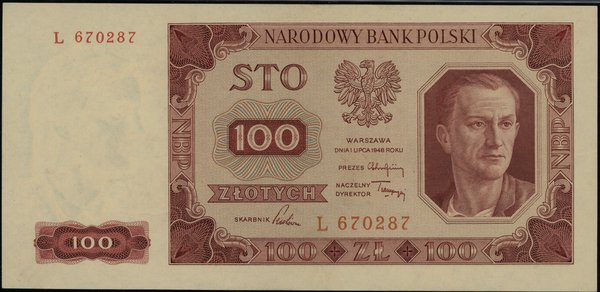 100 złotych 1.07.1948, seria L 670287