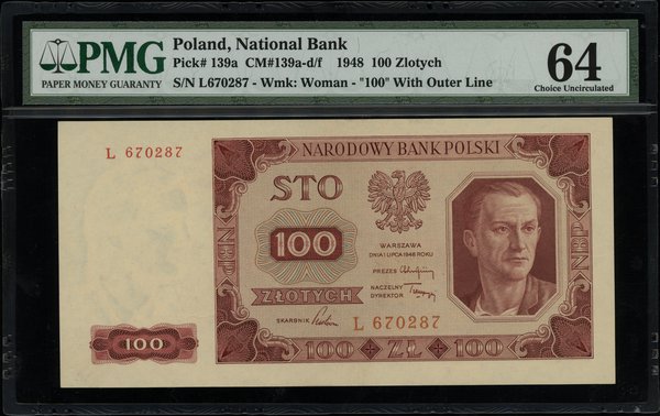 100 złotych 1.07.1948, seria L 670287