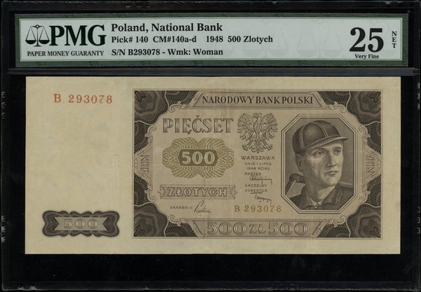 500 złotych 1.07.1948, seria B 293078; Lucow 130