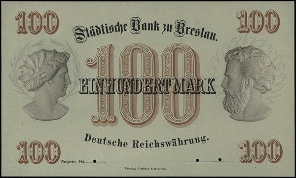 Städtische Bank zu Breslau; 100 marek 1.07.1874,