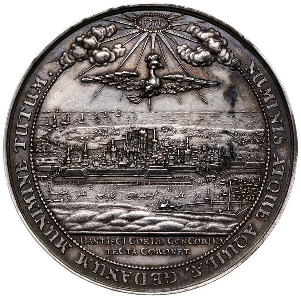 medal autorstwa J. Höhna wybity z okazji przybycia króla Jana Kazimierza do Gdańska w 1653 roku