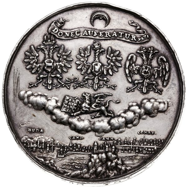 medal z 1684 r. autorstwa Jana Höhna jun., wybity z okazji utworzenia przez Polskę, Austrię, Rosję i Wenecję,  koalicji antytureckiej