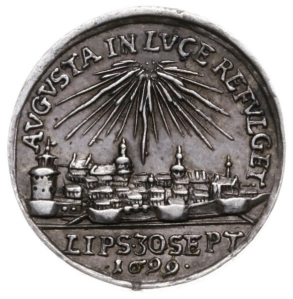 medal z 1699 r. wybity z okazji wizyty króla w Lipsku na Michaelismesse