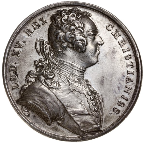 medal z 1725 r. autorstwa du Vivier’a, wybity w Paryżu z okazji zaślubin króla Ludwika XV z Marią córką  Stanisława Leszczyńskiego