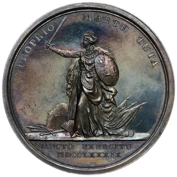 medal z 1789 r. autorstwa Friedricha Loosa, ofiarowany królowi przez posła pruskiego Luchesiniego  dla upamiętnienia sejmu, który uchwalił powołanie 100-tysięcznej armiii oraz wystawienia pomnika  w Łazienkach z okazji setnej rocznicy śmierci Jana III Sobieskiego