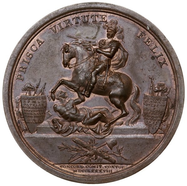medal z 1789 r. autorstwa Friedricha Loosa ofiarowany królowi przez posła pruskiego Luchesiniego  dla upamiętnienia sejmu, który uchwalił powołanie 100-tysięcznej armiii oraz wystawienia pomnika  w Łazienkach z okazji setnej rocznicy śmierci Jana III Sobieskiego