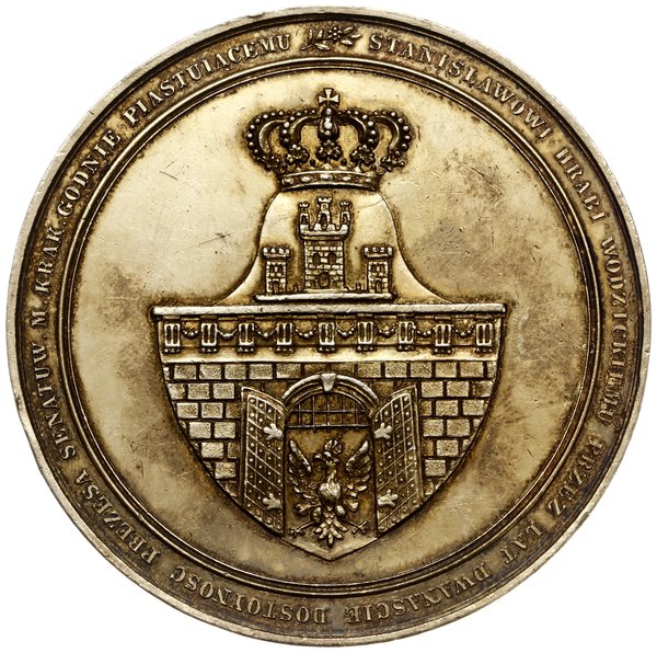 medal z 1833 r. nieznanego autorstwa, ofiarowany przez Izbę Prawodawczą Stanisławowi hrabiemu  Wodzickiemu z okazji dwunastolecia prezesury w Senacie Miasta Krakowa