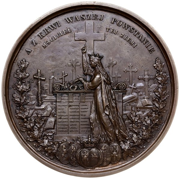 kopia medalu z 1861 r. autorstwa B. Podczaszyńskiego i J. N. Dargenta, wybite dla uczczenia pamięci poległych  manifestantów-patriotów