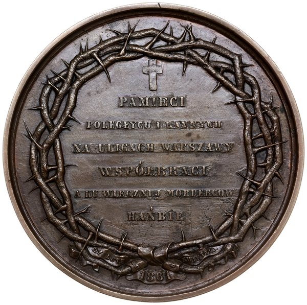 kopia medalu z 1861 r. autorstwa B. Podczaszyńskiego i J. N. Dargenta, wybite dla uczczenia pamięci poległych  manifestantów-patriotów