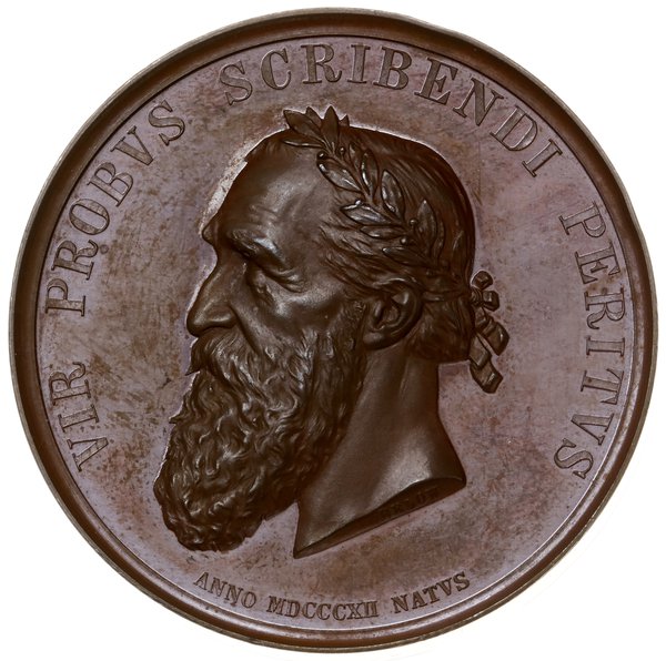 medal z 1879 r. autorstwa Fryderyka Wilhelma Below’a, wybity nakładem Poznańskiego Towarzystwa  Przyjaciół Nauk dla upamiętnienia 50-lecia pracy Józefa Ignacego Kraszewskiego