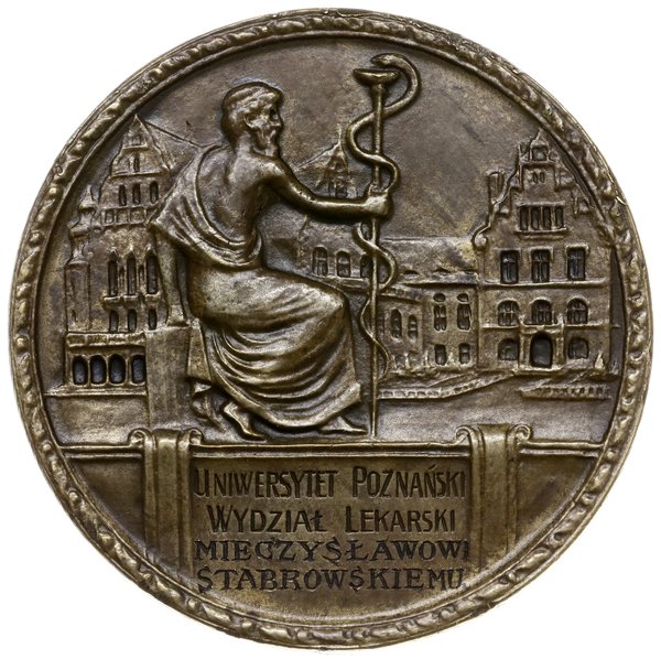 medal bez daty (ok. 1930 r.) autorstwa Jana Wysockiego wykonany z okazji otwarcia wydziału lekarskiego  na Uniwersytecie Poznańskim, którego patronem został Karol Marcinkowski