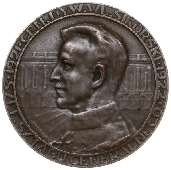 medal z 1922 r. wykonany w zakładzie Jana Knedlera, poświęcony generałowi Władysławowi Sikorskiemu