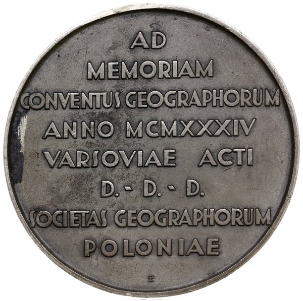 medal z 1934 r. autorstwa Hanny Nałkowskiej-Bickowej, wykonany z okazji Kongresu Geograficznego  w Warszawie
