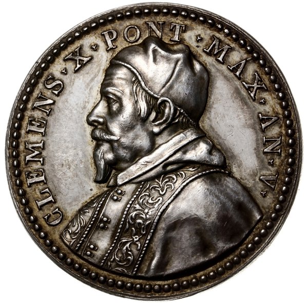 medal z 1674 r. (autorstwa Girolamo Lucentiego), wybity z okazji zwycięstwa Sobieskiego pod Chocimiem  w 1673 r. i przekazanie sztandarów tureckich papieżowi