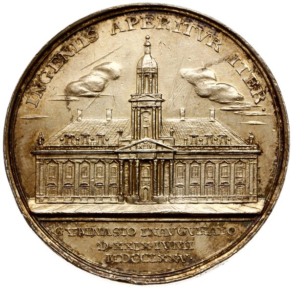 medal z 1775 r. autorstwa Nikolausa Georgi na założenie gimnazjum w Mitawie
