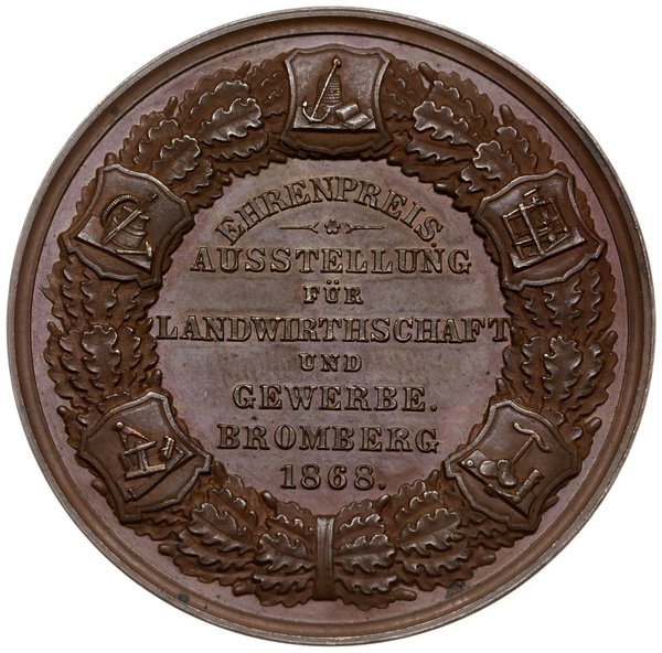 medal z 1868 r. autorstwa Gottfrieda Bernharda Loosa, wybity z okazji wystawy przemysłowo-rolniczej  w Bydgoszczy