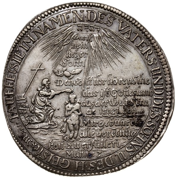 talar chrzcielny /tauftaler/ 1670, Gotha, moneta upamiętniająca chrzest wnuczki księżnej Anny Zofii w 1670 r.