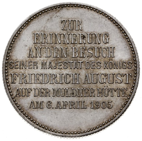 moneta - medal wybity w 1905 r. na krążku dwumarkówki z okazji odwiedzin króla w mennicy