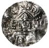 denar 948-955, mincerz Aljan; Krzyż z trzema kulkami w kątach / Dach kaplicy, pod nim ELLIN; Hahn ..