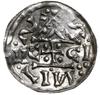 denar 1018-1026, mincerz Kid; Napis HEINRICVS DVX wkomponowany w krzyż / Dach kaplicy, pod nim  C+..