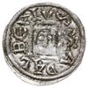 denar 1146-1157; Aw: Książę z mieczem na tronie, BOLEZLAVS; Rw: Głowa w prostokątnej ramce,  S ADA..