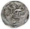 denar z lat 1146-1157; Aw: Rycerz stojący na wpr