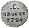6 groszy 1794, Warszawa; Plage 207; pięknie zachowane z ładnym połyskiem menniczym