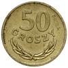 50 groszy 1949, Warszawa; nominał 50, wklęsły napis PRÓBA na rewersie; Parchimowicz P209b;  mosiąd..