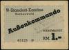bon na 1 markę bez daty (1944), numeracja 65125, ze stemplem Waffen-SS / K.L. Weimar-Bu. / Außenla..