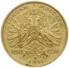 100 koron 1911, Wiedeń; Fr. 1919, Herinek 320, KM 2816; złoto 33.85 g; rzadkie i ładnie zachowane