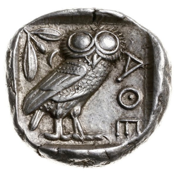tetradrachma, 479-393 pne; Aw: Głowa Ateny w heł