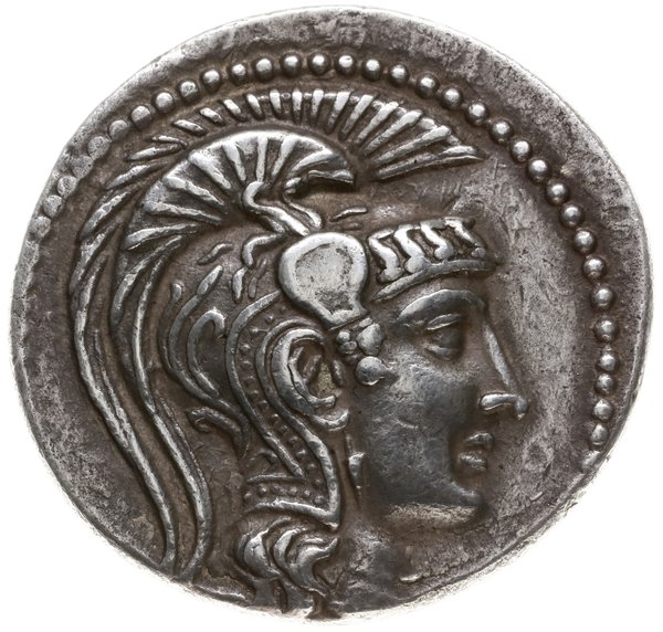 tetradrachma, 166-42 pne; Aw: Głowa Ateny w hełm